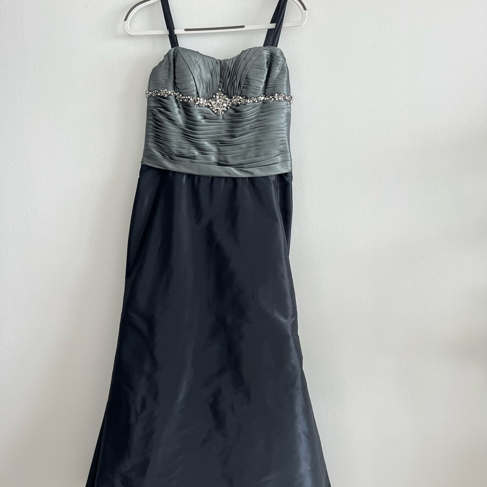 Gorgeous long dress, blue and and silver color with a matching jacket